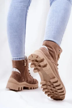 Ocieplane Zamszowe Botki Piasek Sandstorm