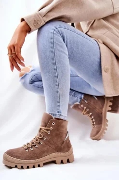 Ocieplane Zamszowe Botki Piasek Sandstorm