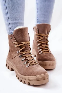 Ocieplane Zamszowe Botki Piasek Sandstorm