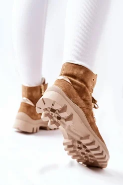 Ocieplane Zamszowe Botki Beżowe Sandstorm