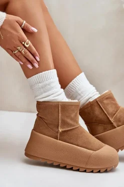 Ocieplane Zamszowe Śniegowce Na Platformie Big Star OO274A212 Brązowe