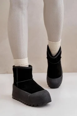 Ocieplane Zamszowe Śniegowce Na Platformie Big Star OO274A213 Czarne