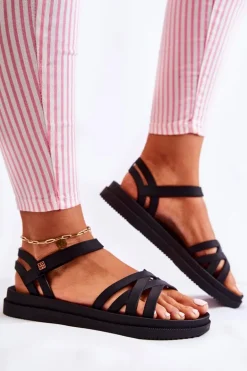 Pachnące Damskie Sandały Na Rzep ZAXY JJ285068 Czarne