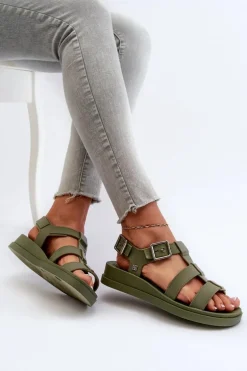 Pachnące Gładkie Sandały Damskie ZAXY NN285005 Zielone