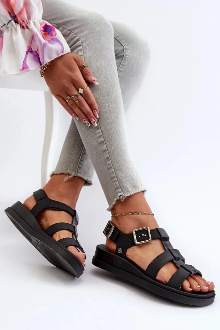 Pachnące Gładkie Sandały Damskie ZAXY NN285007 Czarne