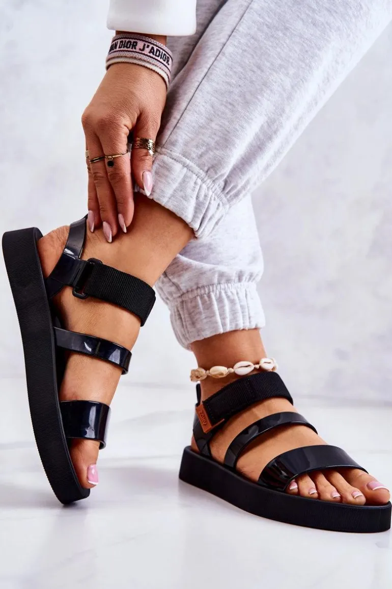 Pachnące Gumowe Sandały Na Rzep ZAXY HH285285 Czarne