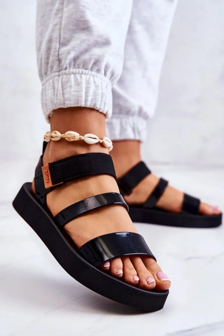 Pachnące Gumowe Sandały Na Rzep ZAXY HH285285 Czarne