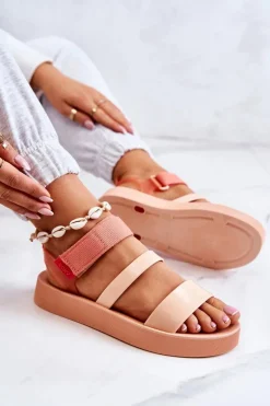 Pachnące Gumowe Sandały Na Rzep ZAXY HH285288 Pomarańczowe