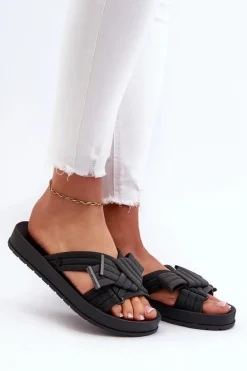 Pachnące Klapki Damskie Na Płaskiej Podeszwie ZAXY LL285096 Czarne