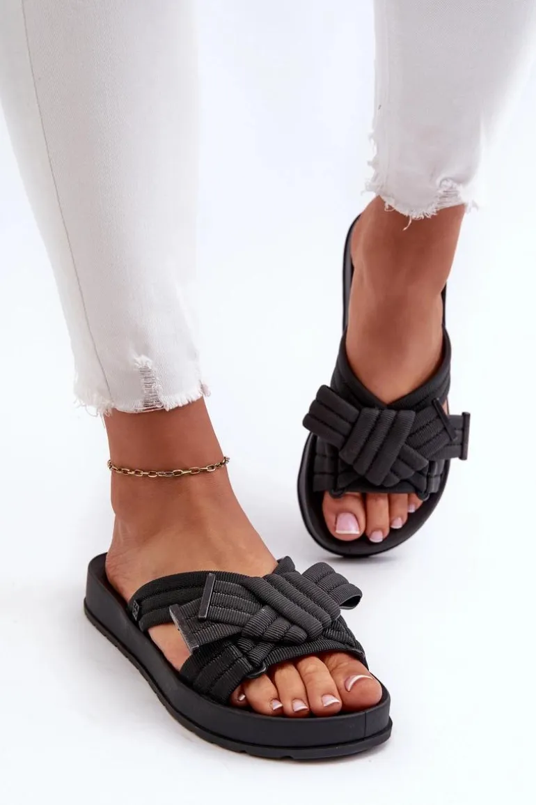 Pachnące Klapki Damskie Na Płaskiej Podeszwie ZAXY LL285096 Czarne