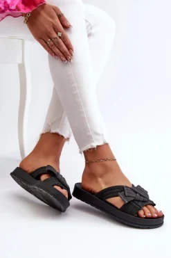 Pachnące Klapki Damskie Na Płaskiej Podeszwie ZAXY LL285096 Czarne