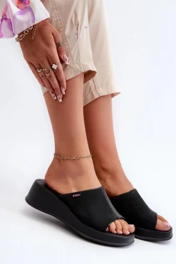 Pachnące Klapki Damskie Na Koturnie ZAXY LL285084 Czarne