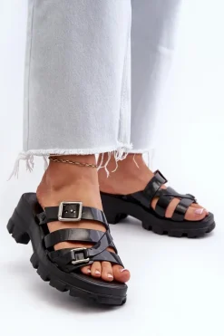 Pachnące Klapki Damskie Na Niskim Obcasie ZAXY NN285043 Czarne