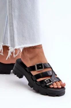 Pachnące Klapki Damskie Na Niskim Obcasie ZAXY NN285043 Czarne