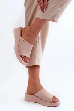 Pachnące Klapki Damskie Na Koturnie ZAXY LL285083 Jasnoróżowe