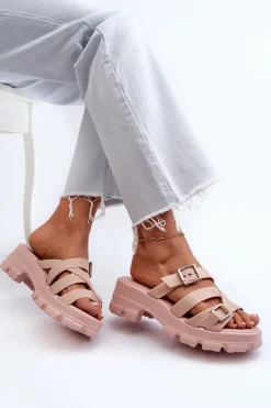 Pachnące Klapki Damskie Na Niskim Obcasie ZAXY NN285044 Jasnoróżowe