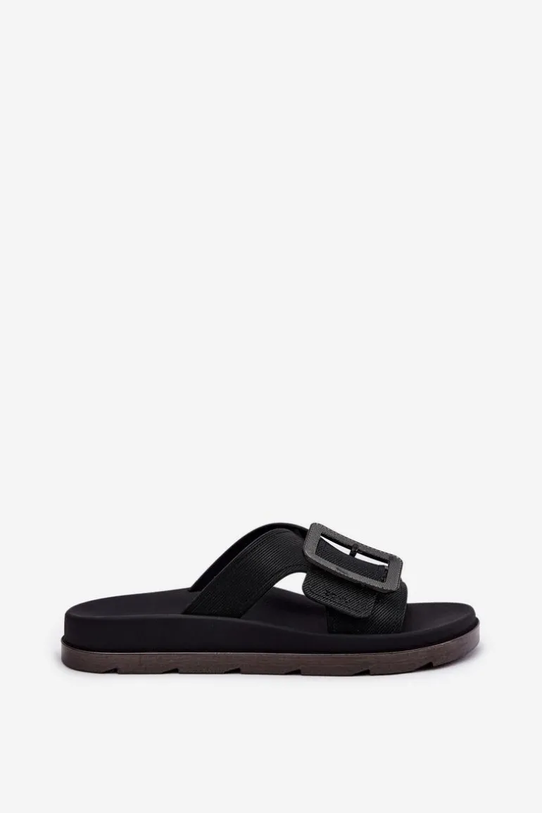 Pachnące Klapki Damskie Z Ozdobną Klamrą ZAXY RR285078 Czarne