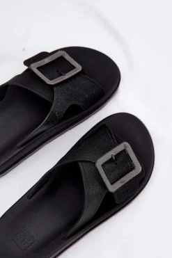 Pachnące Klapki Damskie Z Ozdobną Klamrą ZAXY RR285078 Czarne