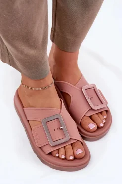 Pachnące Klapki Damskie Z Ozdobną Klamrą ZAXY RR285077 Brudny Róż