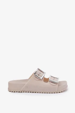 Pachnące Klapki Damskie Z Klamrami I Brokatem ZAXY RR285056 Beżowe