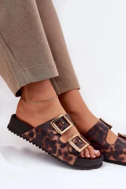 Pachnące Klapki Damskie Z Klamrami Panterka ZAXY RR285059 Brązowe