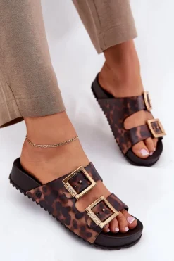 Pachnące Klapki Damskie Z Klamrami Panterka ZAXY RR285059 Brązowe