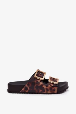 Pachnące Klapki Damskie Z Klamrami Panterka ZAXY RR285059 Brązowe