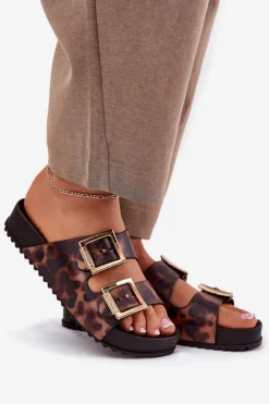 Pachnące Klapki Damskie Z Klamrami Panterka ZAXY RR285059 Brązowe