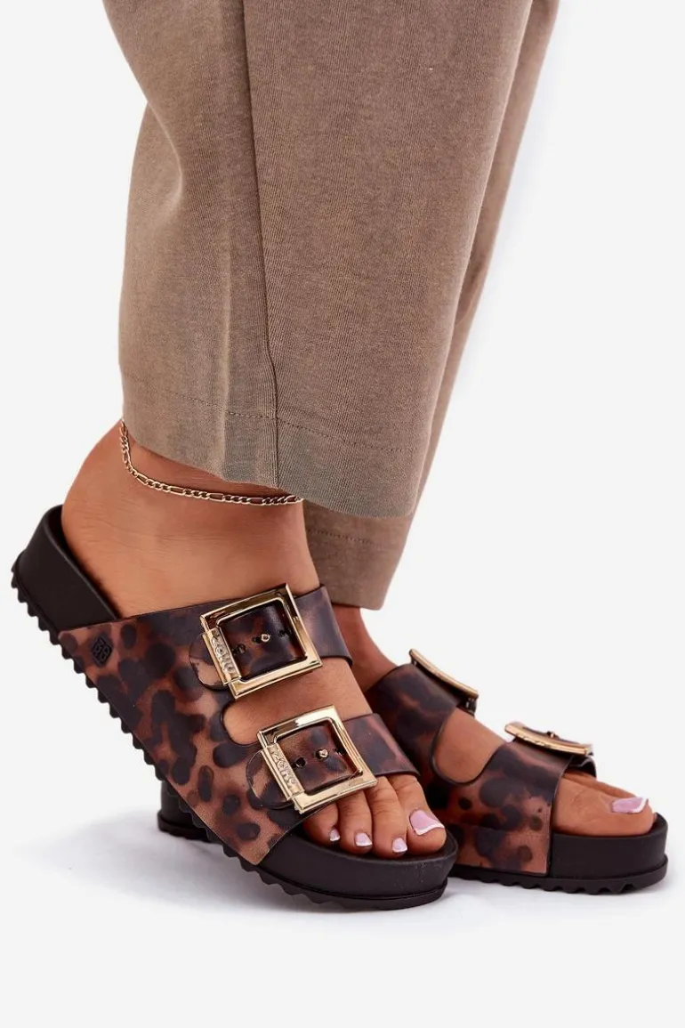 Pachnące Klapki Damskie Z Klamrami Panterka ZAXY RR285059 Brązowe