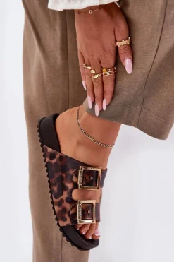 Pachnące Klapki Damskie Z Klamrami Panterka ZAXY RR285059 Brązowe