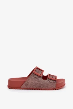 Pachnące Klapki Damskie Z Brokatem I Klamrami ZAXY RR285025 Brudny Róż