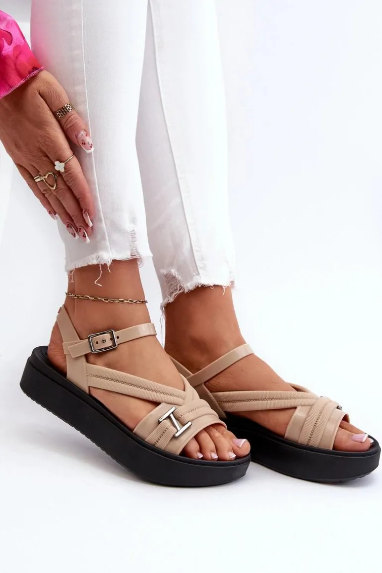 Pachnące Sandały Damskie Na Platformie ZAXY LL285063 Beżowe