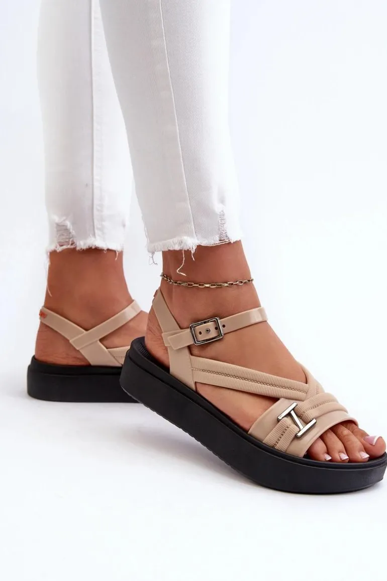 Pachnące Sandały Damskie Na Platformie ZAXY LL285063 Beżowe