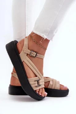 Pachnące Sandały Damskie Na Platformie ZAXY LL285063 Beżowe