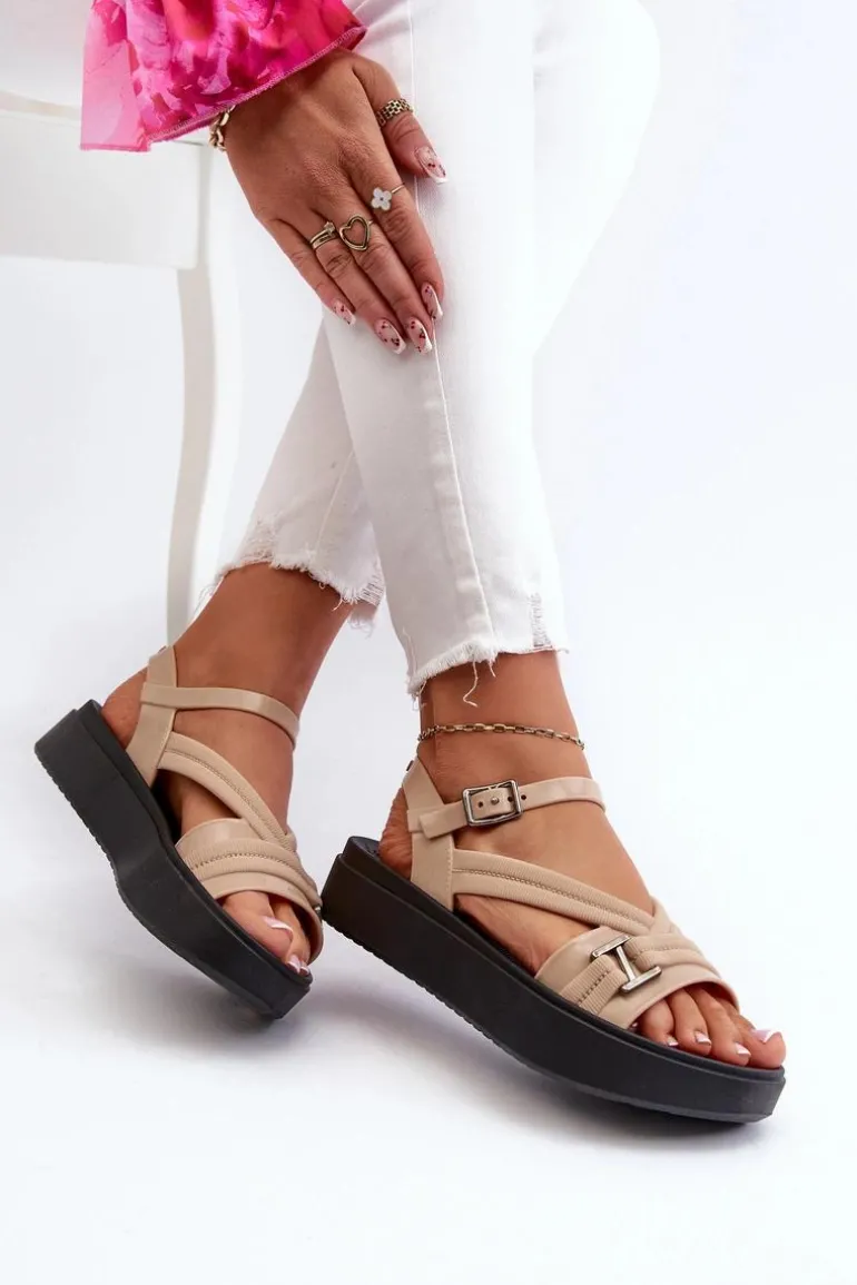 Pachnące Sandały Damskie Na Platformie ZAXY LL285063 Beżowe