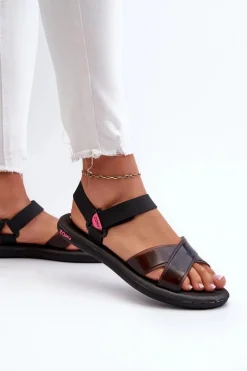Pachnące Sandały Na Płaskiej Podeszwie ZAXY JJ285011 Czarne