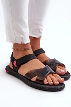 Pachnące Sandały Na Płaskiej Podeszwie ZAXY JJ285011 Czarne