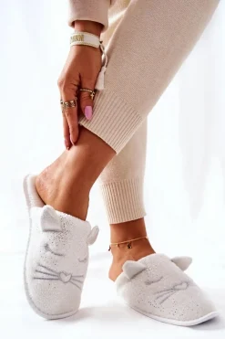 Papcie Błyszczące Kotki Z Uszami Białe Kaisy