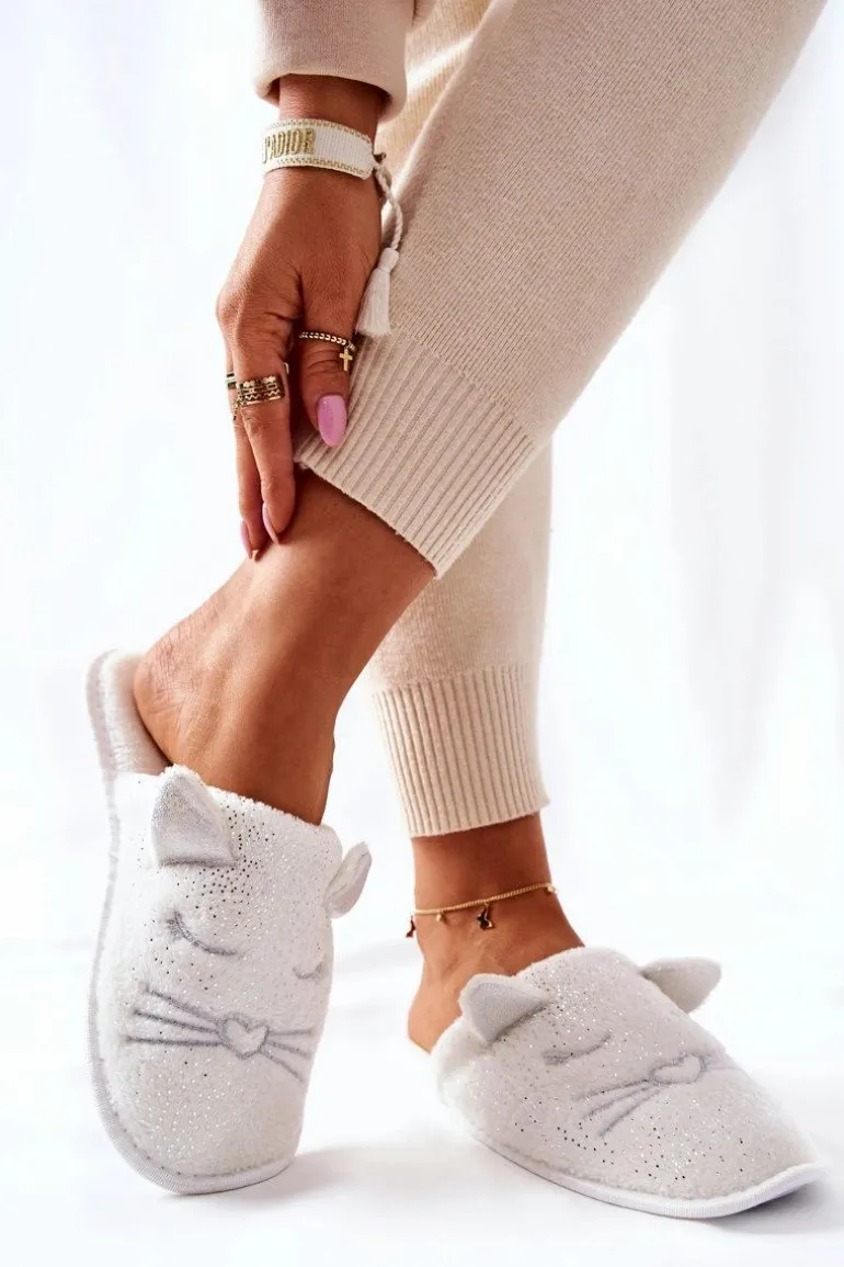 Papcie Błyszczące Kotki Z Uszami Białe Kaisy