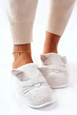 Papcie Błyszczące Kotki Z Uszami Białe Kaisy