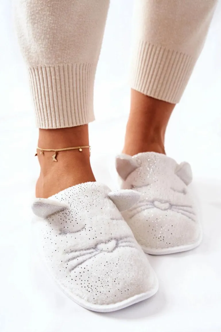 Papcie Błyszczące Kotki Z Uszami Białe Kaisy