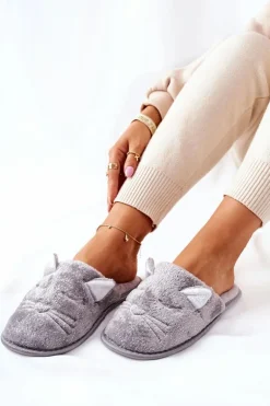 Papcie Błyszczące Kotki Z Uszami Szare Kaisy