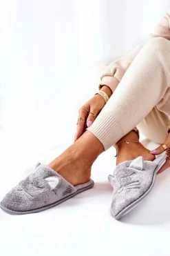 Papcie Błyszczące Kotki Z Uszami Szare Kaisy