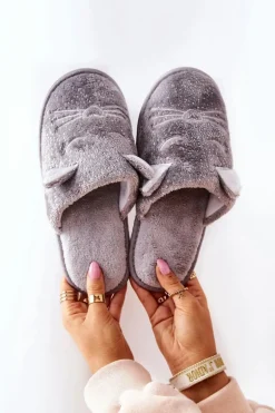 Papcie Błyszczące Kotki Z Uszami Szare Kaisy