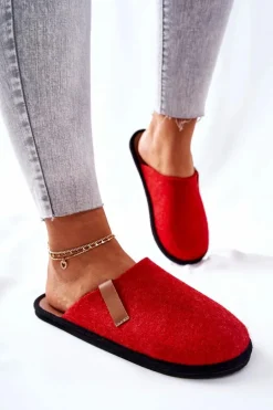 Papcie Damskie Domowe Panto Fino KK267006 Czerwono-Brązowe