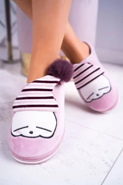 Papcie damskie Domowe Różowe Wrzosowe Mashimaro