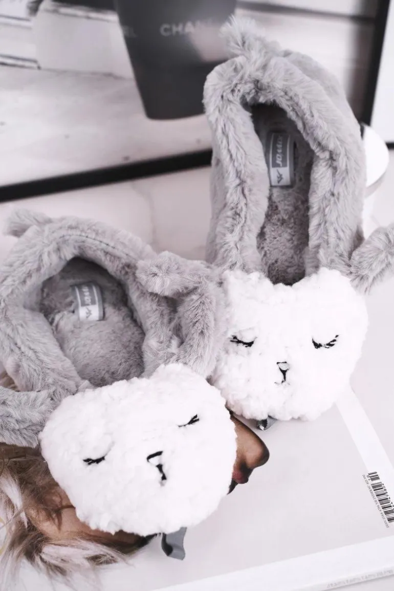 Papcie Damskie Futrzane Owieczki Szare Ben