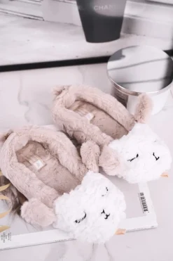 Papcie Damskie Futrzane Owieczki Beżowe Ben