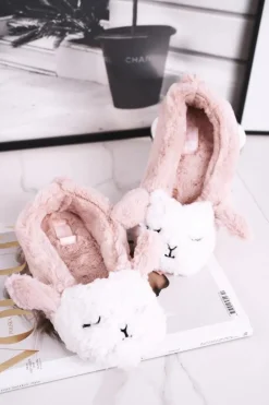 Papcie Damskie Futrzane Owieczki Różowe Ben