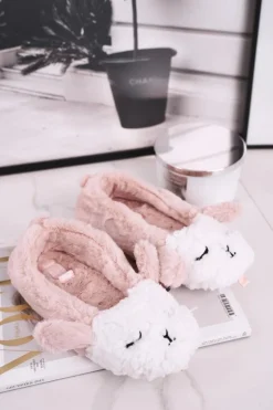 Papcie Damskie Futrzane Owieczki Różowe Ben